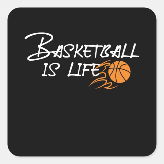 Basketball is leven vierkante sticker (Voorkant)