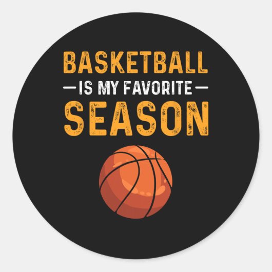 Basketball is mijn favoriete seizoen ronde sticker (Voorkant)