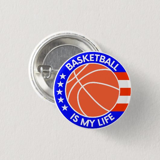 Basketball is mijn leven! ronde button 3,2 cm (Voorkant /achterkant)