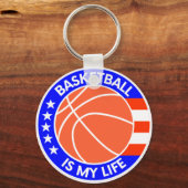 Basketball is mijn leven - White player cadeauidee Sleutelhanger (Voorkant)