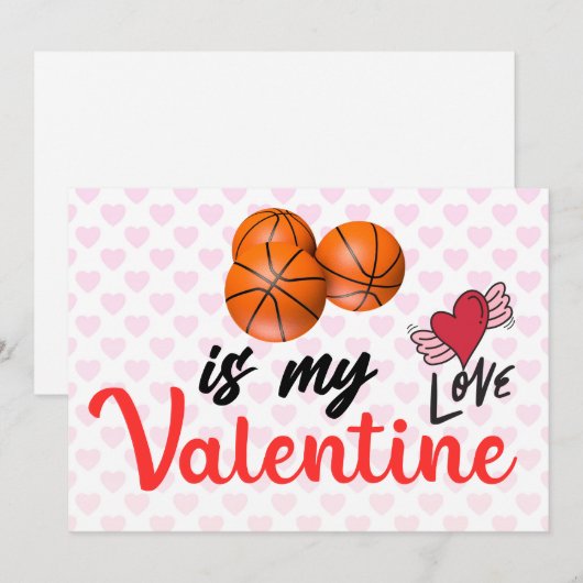 Basketball is mijn valentijn voor Player Feestdagenkaart (Voorkant / Achterkant)