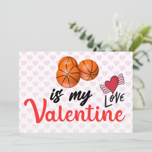Basketball is mijn valentijn voor Player Feestdagenkaart (Staand voorkant)