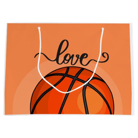 Basketball is oranje met liefde waterverf   groot cadeauzakje (Voorkant)