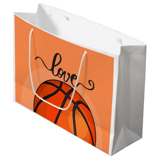 Basketball is oranje met liefde waterverf   groot cadeauzakje (Voorkant Gekanteld)