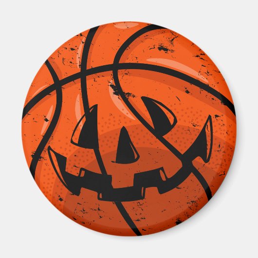 Basketball Jack O Lantern Grunge Halloween Pumpkin Magneet (Voorkant)