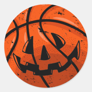 Basketball Jack O Lantern Grunge Halloween Pumpkin Ronde Sticker