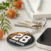 Basketball jersey nummer aangepaste sportfoto sleutelhanger (Voorkant Rechts)