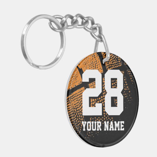 Basketball jersey nummer aangepaste sportfoto sleutelhanger (Voorkant Links)