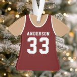 Basketball Jersey Sportteam Uniform Maroon Ornament<br><div class="desc">Basketball Jersey Sport Team Uniform Ornament. Dit basketbal ornament is perfect voor iedereen die schoolsport speelt of van sport houdt. Pas dit aangepaste ontwerp aan met uw eigen teamnaam en jersey nummer.</div>