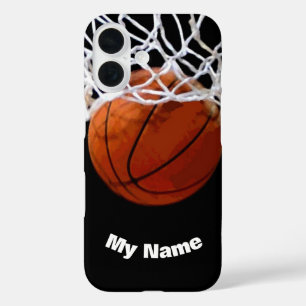 Basketball Jouw naam Aangepast iPhone 16 Hoesje
