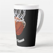 Basketball Jouw naam Aangepast Latte Mok (Rechterhoek)