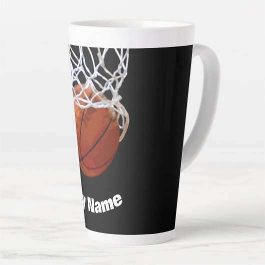 Basketball Jouw naam Aangepast Latte Mok (Rechterhoek)