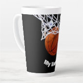 Basketball Jouw naam Aangepast Latte Mok (Linkerhoek)