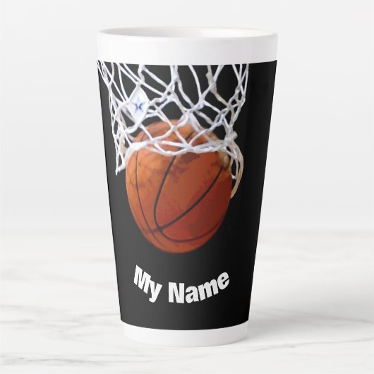 Basketball Jouw naam Aangepast Latte Mok (Voorkant)