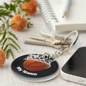 Basketball Jouw naam Aangepast Sleutelhanger (Voorkant Rechts)