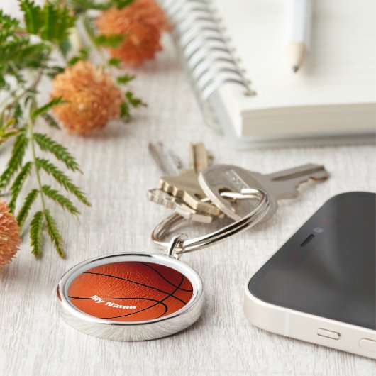 Basketball Jouw naam Aangepast Sleutelhanger (Zijkant)