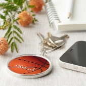Basketball Jouw naam Aangepast Sleutelhanger (Zijkant)