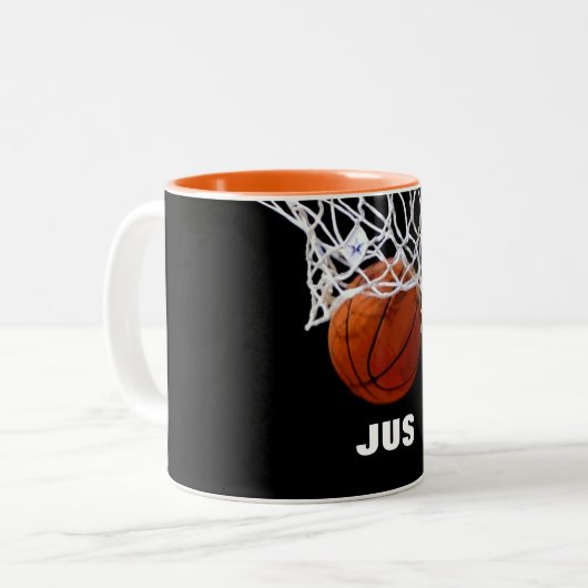 Basketball Jouw naam Aangepast Tweekleurige Koffiemok (Voorkant links)