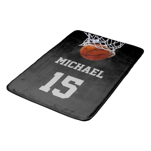 Basketball Jouw naam Badmat (Gekanteld)