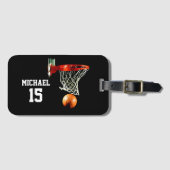 Basketball Jouw naam Bagagelabel (Voorkant (horizontaal))