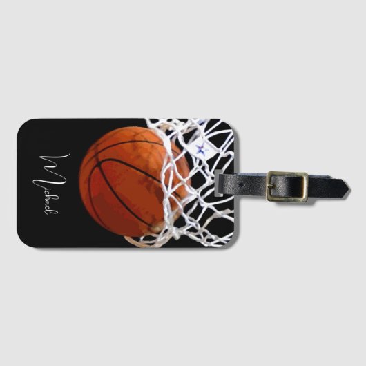 Basketball Jouw naam Bagagelabel (Voorkant (horizontaal))