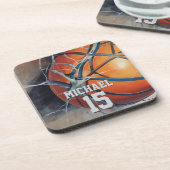 Basketball Jouw naam Bier Onderzetter (Linkerzijde)