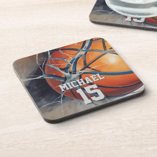 Basketball Jouw naam Bier Onderzetter (Linkerzijde)