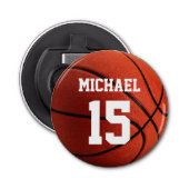 Basketball Jouw naam Button Flesopener (Voorkant)
