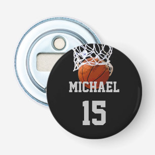 Basketball Jouw naam Button Flesopener