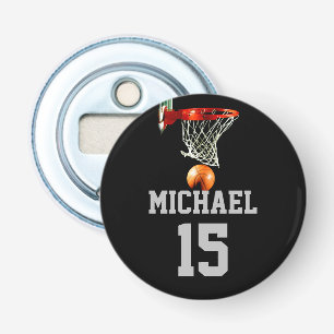 Basketball Jouw naam Button Flesopener