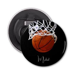 Basketball Jouw naam Button Flesopener