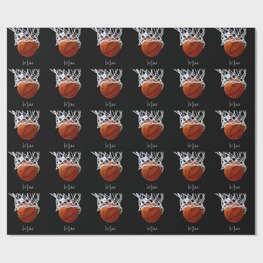 Basketball Jouw naam Cadeaupapier (Vlak)