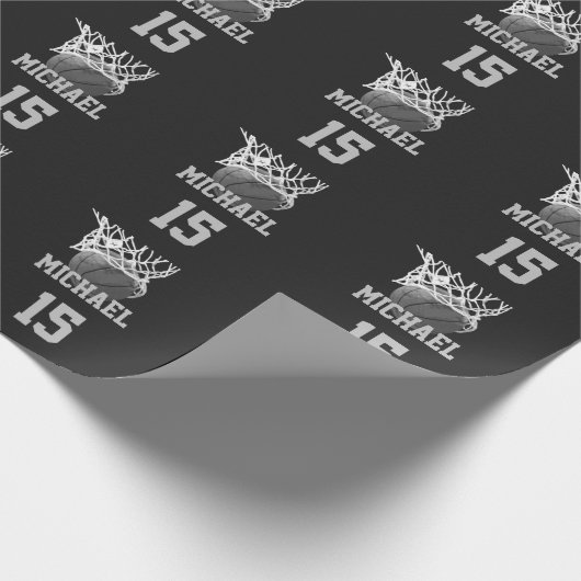 Basketball Jouw naam Cadeaupapier (Hoek)