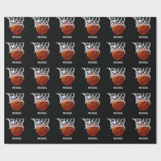Basketball Jouw naam Cadeaupapier (Vlak)