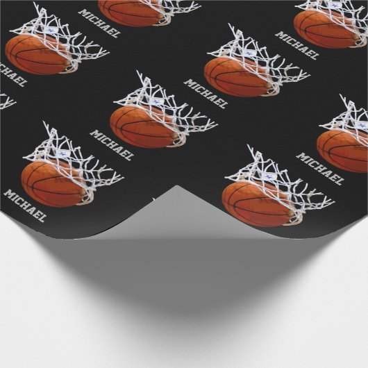 Basketball Jouw naam Cadeaupapier (Hoek)
