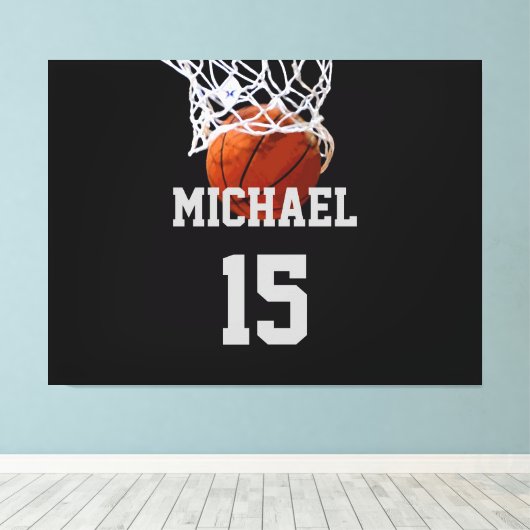 Basketball Jouw naam Canvas Afdruk (Insitu (Houten vloer))