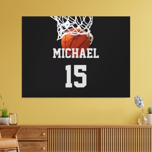 Basketball Jouw naam Canvas Afdruk (Insitu (Woonkamer))