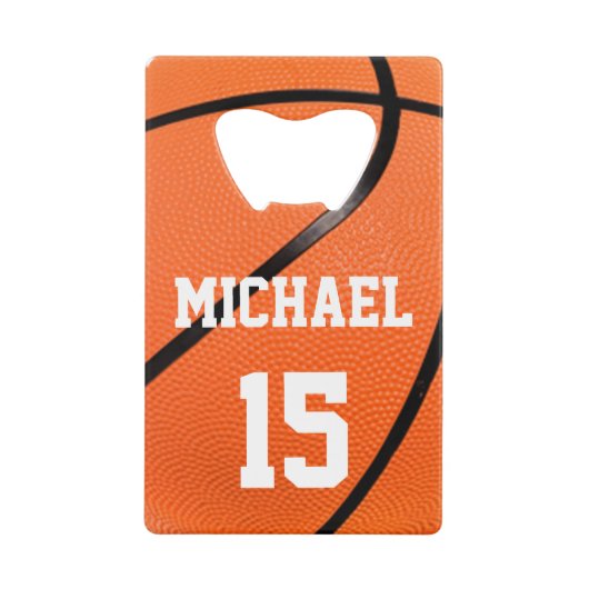 Basketball Jouw naam Creditkaart Flessenopener (Voorkant)