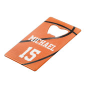 Basketball Jouw naam Creditkaart Flessenopener (Voorkant Gekanteld)