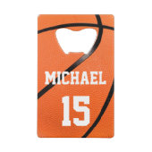 Basketball Jouw naam Creditkaart Flessenopener (Achterkant)