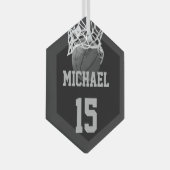 Basketball Jouw naam Glas Ornament (Voorkant Rechts)