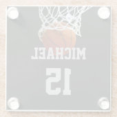 Basketball Jouw naam Glazen Onderzetter (Achterkant)