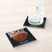 Basketball Jouw naam Glazen Onderzetter (Schuin)