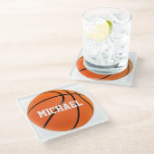Basketball Jouw naam Glazen Onderzetter (Schuin)