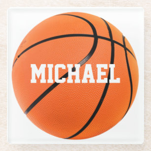 Basketball Jouw naam Glazen Onderzetter