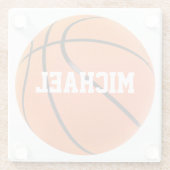 Basketball Jouw naam Glazen Onderzetter (Achterkant)