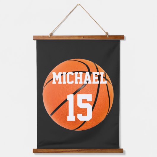 Basketball Jouw naam Hangend Wandkleed (Voorkant)