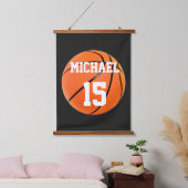 Basketball Jouw naam Hangend Wandkleed (Slaapkamer)