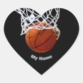 Basketball Jouw naam Hart Sticker (Voorkant)