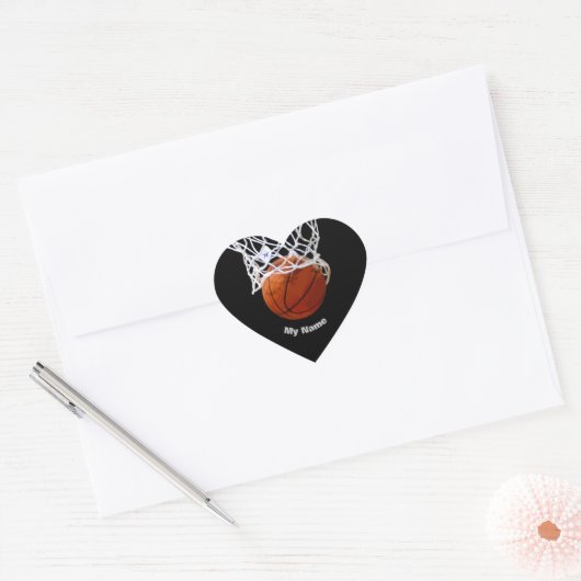 Basketball Jouw naam Hart Sticker (Envelop)